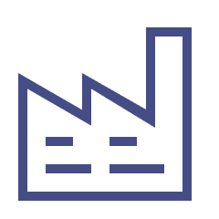 Factory icon with blue outline