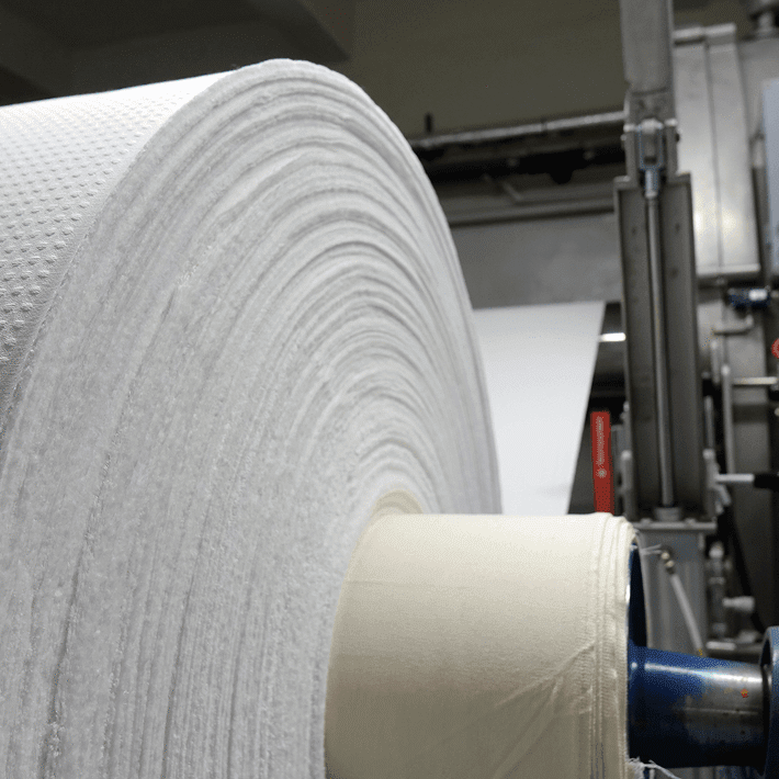 Close-up of paper production process